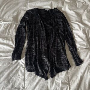 Charlotte Russe Black & White Space Dye Open Front Cardigan - XS - Lightweight
